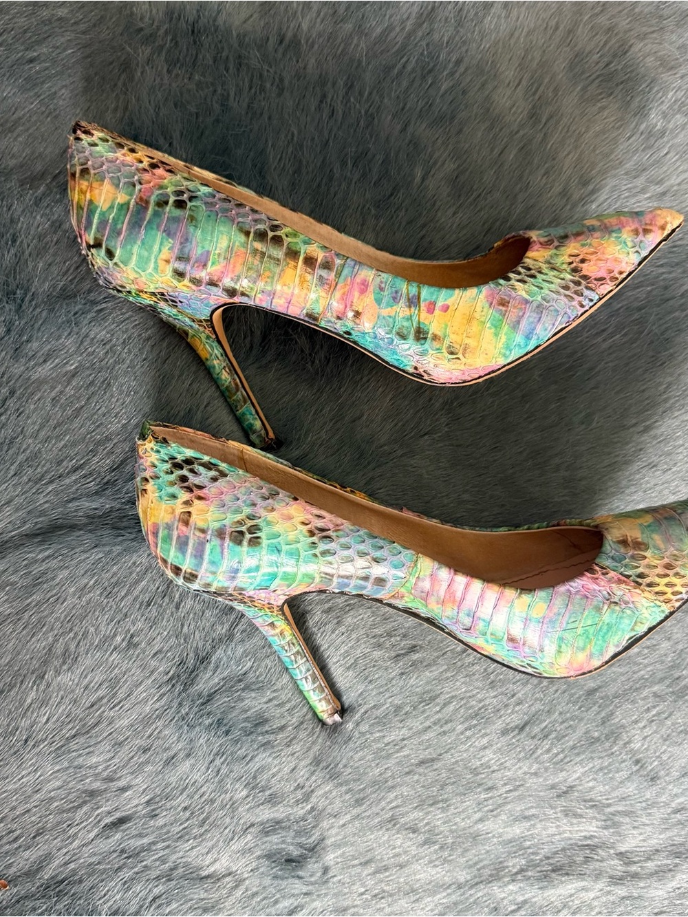 Vince Camuto Hallee Multicolor Snakeskin-Effect Pointed-Toe Stiletto Pumps